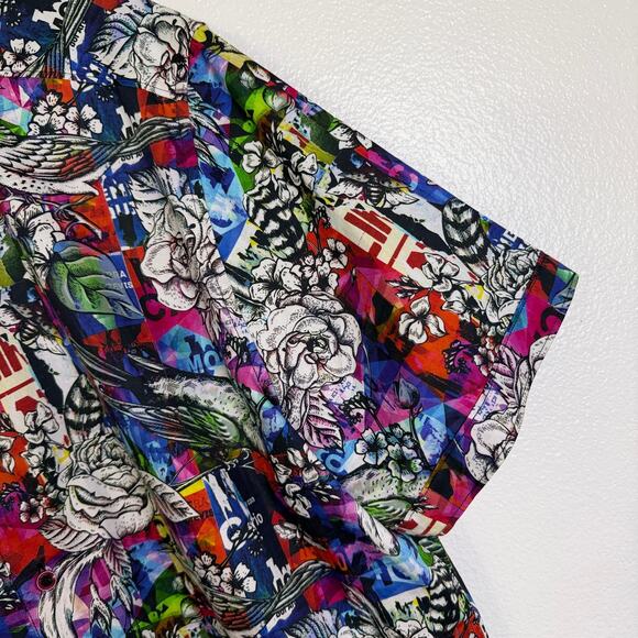 Robert Graham Brenham Shirt Mens XL Multi Floral Short Sleeve Button Up Cotton - Picture 6 of 11